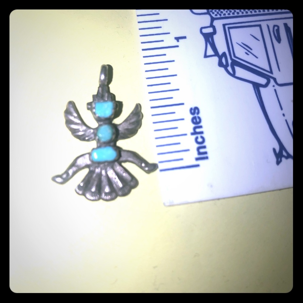 Vintage Zuni Knifewing Turquoise Pendant